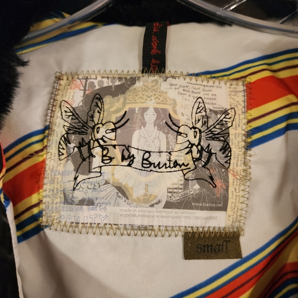 B by Burton Roosevelt Bomber Jacket Women's Small True Black Fun Striped Lining - Picture 5 of 5